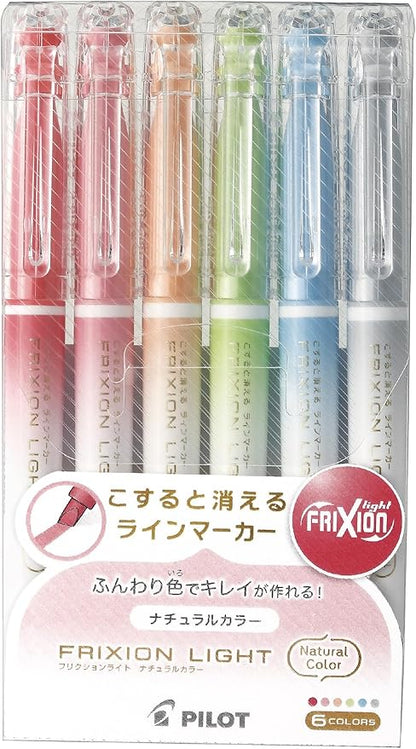Pilot SFL60SL6CN Erasable Highlighter, Frixion Light, Natural Color, 6 Colors
