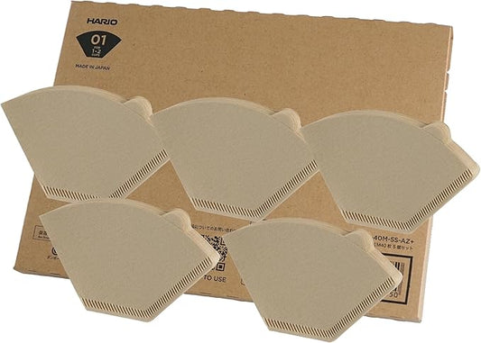 HARIO Trapezoidal Coffee Filters, 1 to 2 Cups, 200 Sheets Set of 40 Sheets x 5, Made in Japan, FSC Certified Paper, 01 M, Misarashi PEF-01-40M-5S-AZ+