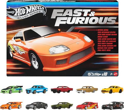 Hot Wheels Fast and Furious 10 Pack Assorted Ride On Toys Mini Cars 10 Pack Ages 3+ Multi JCT92-986A