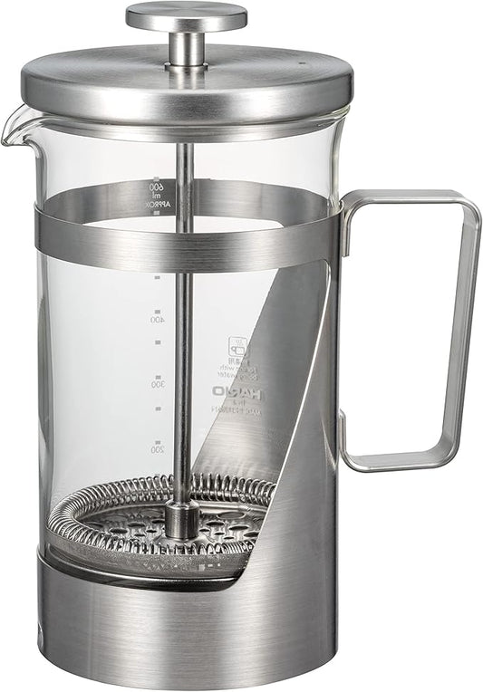 HARIO THSV-4-HSV Hairline Silver Pressed Coffee, Heat Resistant Glass, Stainless Steel, Practical Capacity, 20.3 fl oz (600 ml)
