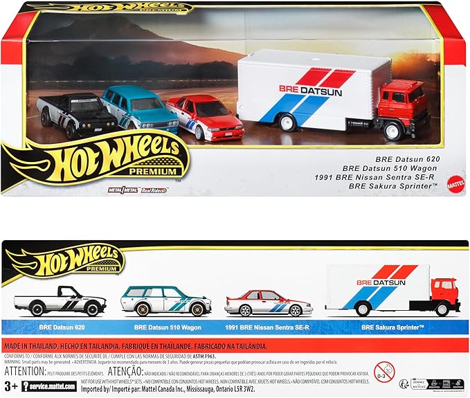 Hot Wheels Premium Collector Set - BRE Datsun Ride on Toy Mini Cars 4 Cars Ages 3 and Up HRT52