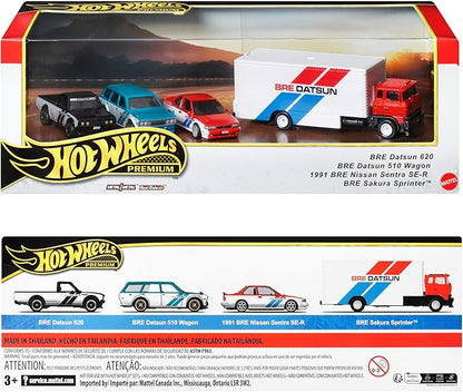 Hot Wheels Premium Collector Set - BRE Datsun Ride on Toy Mini Cars 4 Cars Ages 3 and Up HRT52