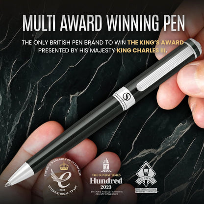 Scriveiner Green Ballpoint Pen - Attractive British Racing Green Fine Pen, Chrome Finish, Schmidt Black Refill, Scriveiner Black Green Ballpoint Pen
