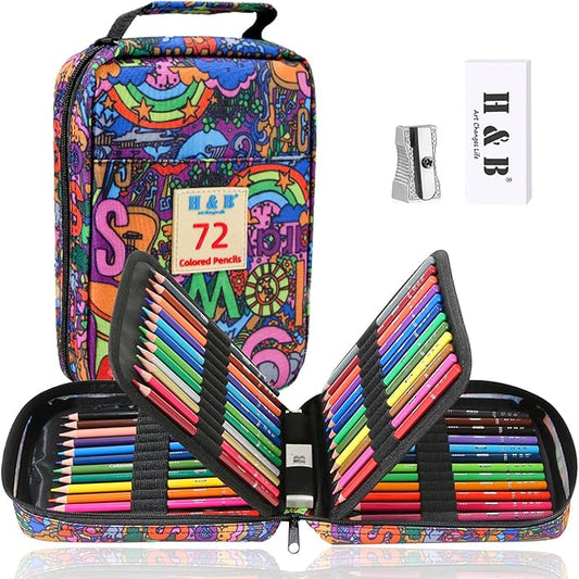 Tombow Roleness Colored Pencils, 72 Colors, Oil Colored Pencils, Kids and Adults Coloring Pencils Set, Professional, Soft Leads, Eraser, Sharpener with Storage Pouch