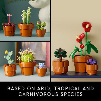 LEGO Icons Tiny Plants Creative Building Set for Adults, Gift for Valentines Day for Flower-Lovers, Carnivorous, Tropical and Arid Flora, Build and Display Cactus Décor, Botanical Collection, 10329