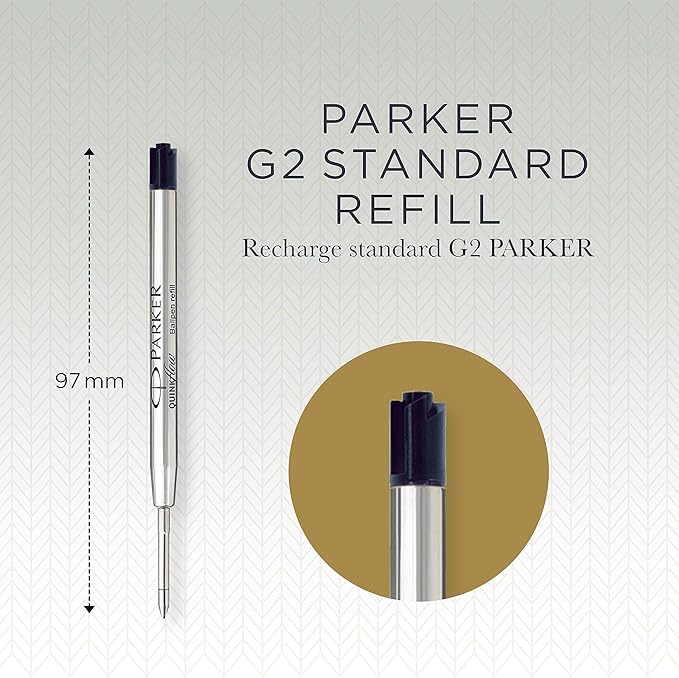 Parker 1950369 Quink Flow Ballpoint Pen Refill, Black, Single Pack, Black, M Medium, 0.04 inches (1.0 mm), Oil-based, Ballpoint Refill