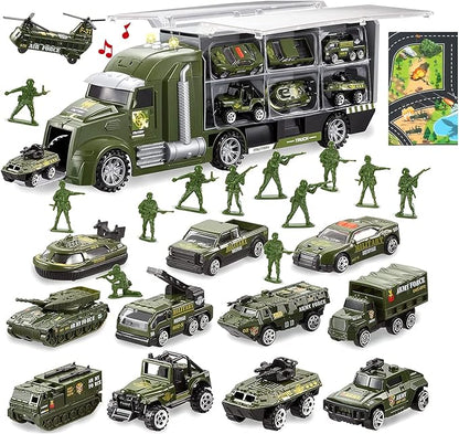 Military Truck Vehicle Mini Car Set, Large Storage Car, Alloy Mini Car, Car Toy, Military Map Included, Work Vehicle, Unisex, Birthday Gift, Christmas