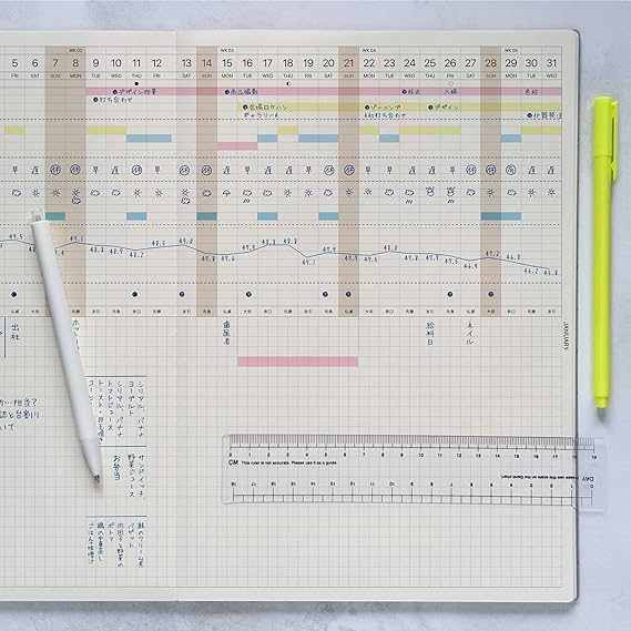 Laconic LGMD14-150 Notebook, 2026, A5 Monthly Gantt Chart, Ticket Paper