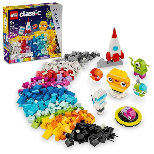 LEGO Classic Creative Space Planets Building Toy Set - Space Toy for Kids, Boys & Girls, Ages 5+ - Includes Alien, Rocket Ship, & Glow in The Dark Bricks - Gift for Christmas - 11037