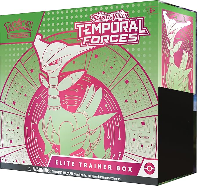Pokemon TCG: Scarlet & Violet - Temporal Force Elite Trainer Box - Iron Leaf (1 Full Art Iron Sphere Promo Card, 9 Boosters & Premium Accessories)