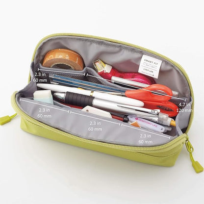 Lihit  Lab  Actact Wide Open Pen Case Smart Fit, yellow-green
