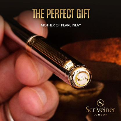 Scriveiner Silver Chrome Ballpoint Pen, Premium 24k Gold Finish, Schmid