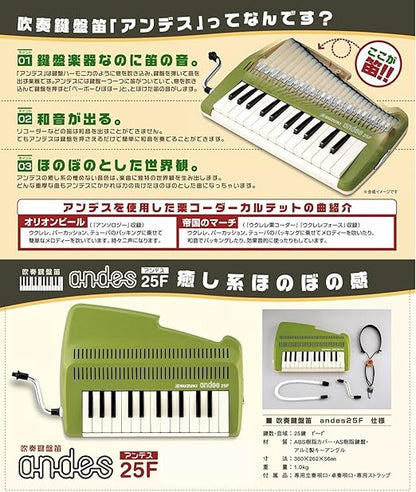 Suzuki A-25F 25-Key Andes Recorder-Keyboard with Mouthpiece and Strap