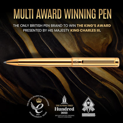 Scriveiner Ballpoint Pen, Premium 24k Gold Finish, Schmidt, Black Refill, Best Ballpoint Pen Gift Set for Men Women Businessmen Offices (Gold)