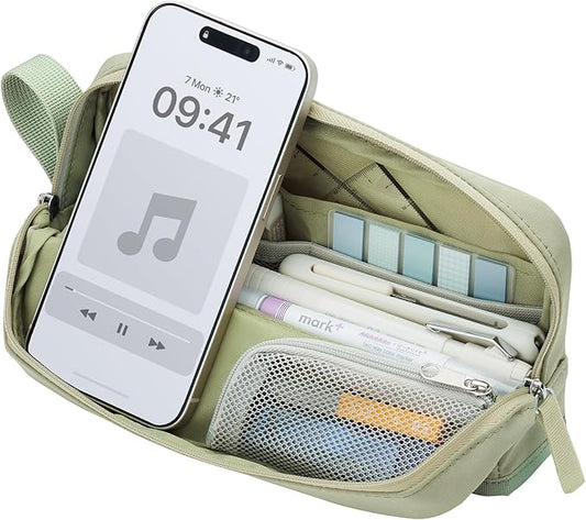 Kokuyo F-VBF262G Pencil Case, Large Capacity, Tool Pen Case, Kabako, Half Pocket, Ash Green