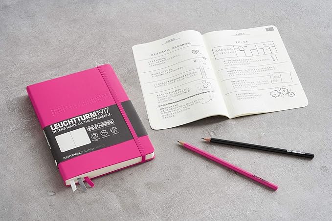 Leuchtturm1917 Notebook, A5 Dot Squared, Bullet Journal, New Pink, 361033, Genuine Imported, Body Size: 8.5 x 5.7 inches (215 x 145 mm), A5, Medium Size