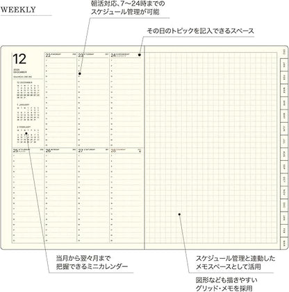 Laconic LID110-260BK 2026 B6 Weekly Planner, Black (Starts on December 2025)