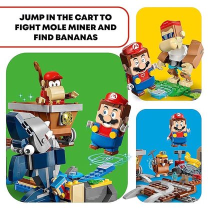 LEGO Super Mario Diddy Kong's Mine Cart Ride Expansion Set 71425, Collectible Building Toy with Brick Built Funky Kong Figure, Super Mario Gift Set for Kids Ages 8-10 to Combine with a Starter Course