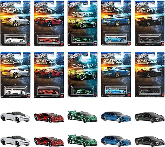 Hot Wheels Theme Automotives Assorted - Hybrid Speed Vehicle Toy Mini Car, Pack of 10, Sold in Box, Ages 3 and Up, Multi GDG44-987P
