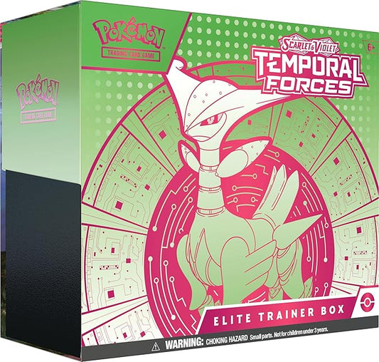 Pokemon TCG: Scarlet & Violet - Temporal Force Elite Trainer Box - Iron Leaf (1 Full Art Iron Sphere Promo Card, 9 Boosters & Premium Accessories)