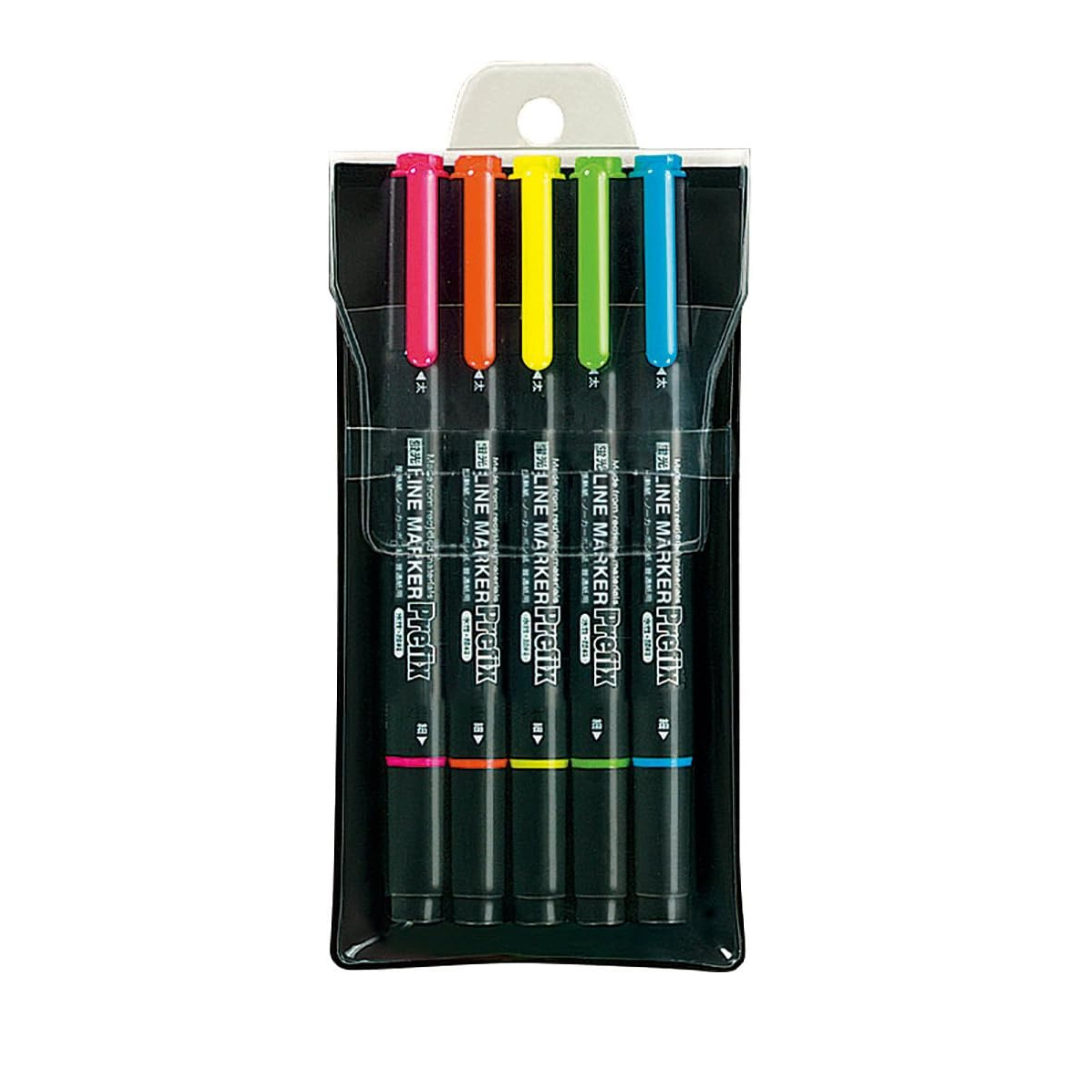 Kokuyo Fluorescent Marker OA [Prefix] Ttwin 5 Color Set PM-L202-5S