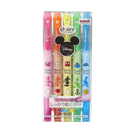 Uni Highlighter Propus Window Quick-Dry 5 Color Set Disney Mickey (PUS158TDSM5C)
