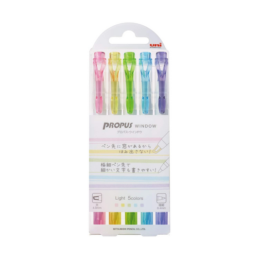Uni Mitsubishi Pencil PUS103T5C2 Color Marker, Propath Window, 5 Light Colors