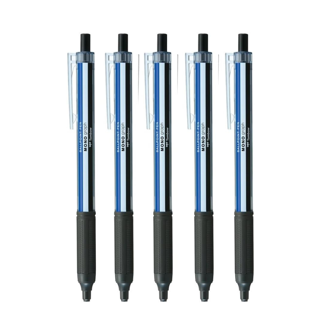 TOMBOW Permanent Ballpoint Pen Monograph Light 0.38mm Black Ink MONO Color Axis Pack of 5 BC-MGLU01-5P