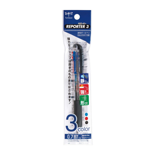 TOMBOW  Pencil 3-Color Oil-Based Ballpoint Pen Reporter 3 FCB-131 Clear Pack