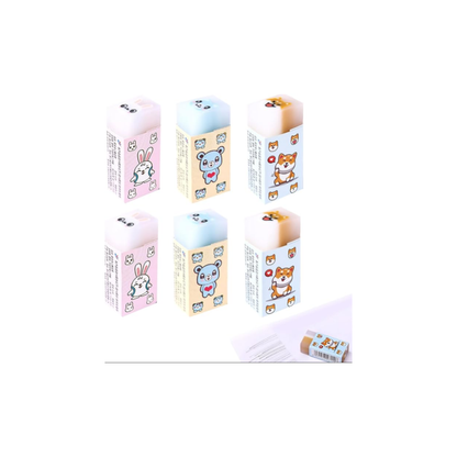 Cute Eraser, Set of 6, Stick Eraser, Eraser Thoroughly Erases.