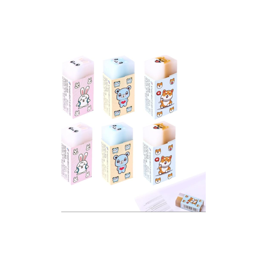 Cute Eraser, Set of 6, Stick Eraser, Eraser Thoroughly Erases.