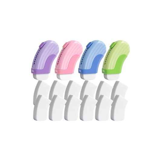 Eraser Stick, Cute, Pen Type, Set of 4 Colors, Includes 12 Refills, Retractable Arc Slide