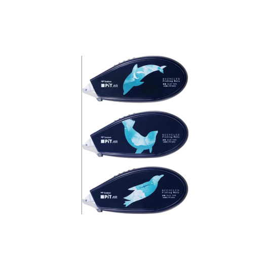 Tombow HHA-341ATU PiT Tape Glue PiT Air Body Strong Adhesive Fishing Net Recycling 3.3 inches (8.4 mm) Width x 59.4 ft (16 m) Set of 3 Types Dolphin Seal Penguin