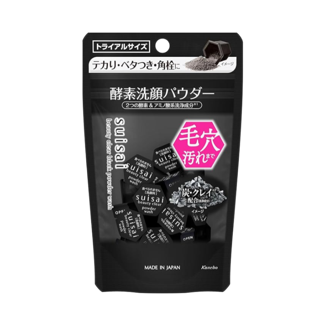 Suisai Beauty Clear Black Powder Wash (Trial) Enzyme Face Wash Single Item 0.4 g x 15 Pieces | Pores, Blackheads, Dirt, Corn Plug, With Coarse, Old Skin Care