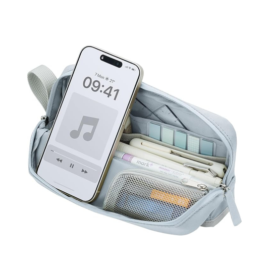 Kokuyo F-VBF262LB Pencil Case, Large Capacity, Tool Pen Case, Kabako, Half Pocket, Sax Blue