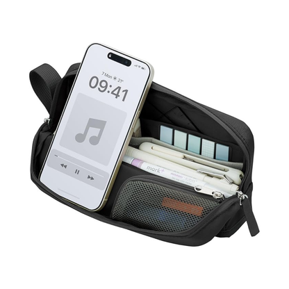 Kokuyo F-VBF262D Pencil Case, Large Capacity, Tool Pen Case, Kabako, Half Pocket, Black