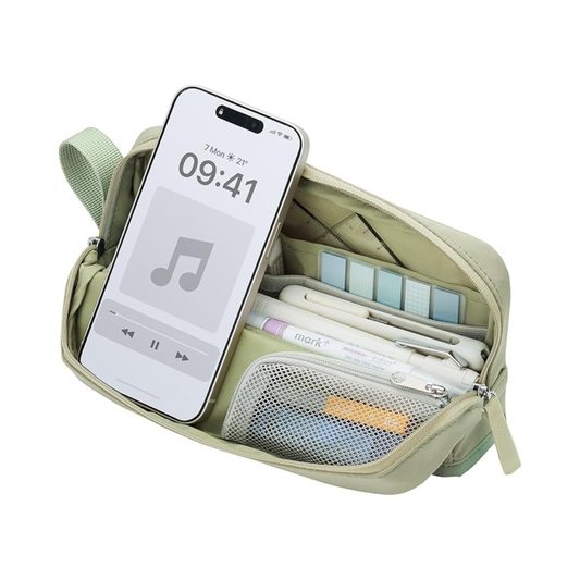Kokuyo F-VBF262G Pencil Case, Large Capacity, Tool Pen Case, Kabako, Half Pocket, Ash Green