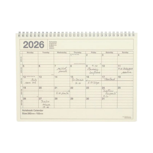 2026 Planner, Schedule Book, Starts from January 2026, Monthly Block B5 Variation, Notebook Calendar, M, Ivory Marks, 26WDR-NB1-IV