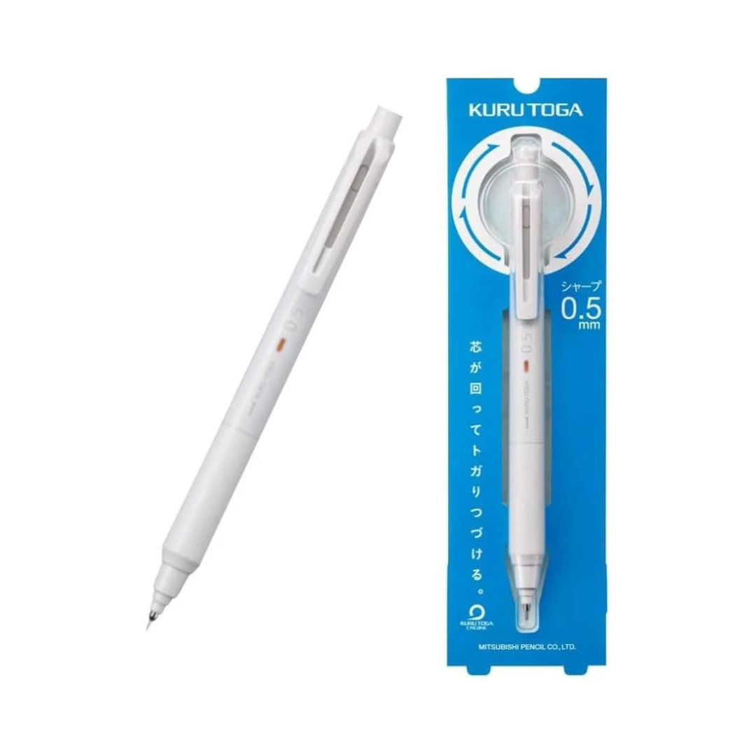 Kurutoga KS 0.5 mm (Light Gray) M5KS1P.37 K U R U T O G A LIGHT GREY | Mechanical Pencil, Keeps the Lead Together, Fine Letters, No Shake, With Eraser, u n i Mechanical Pencil, Original Logo Packaging