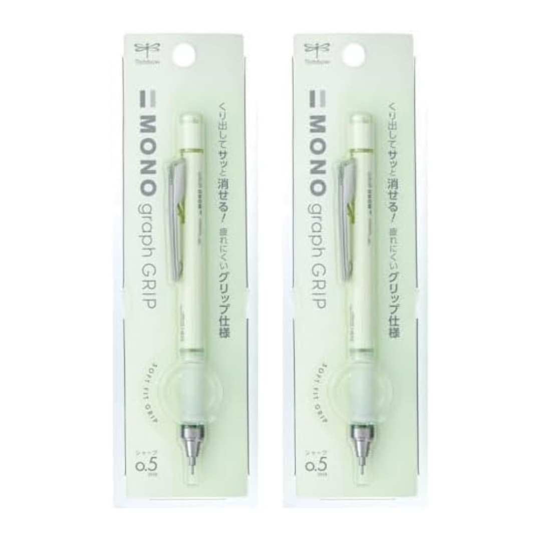 TOMBOW Mechanical Pencil, 0.5mm,  Monograph Grip (Soft Fit Grip for Anti-Fatigue), Pale Green DPA-152F (x2)