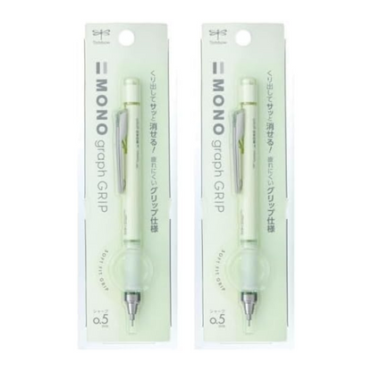 TOMBOW Mechanical Pencil, 0.5mm,  Monograph Grip (Soft Fit Grip for Anti-Fatigue), Pale Green DPA-152F (x2)