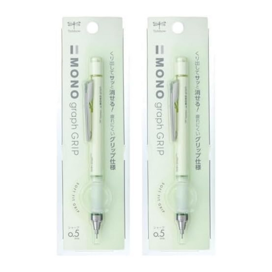 TOMBOW Mechanical Pencil, 0.5mm,  Monograph Grip (Soft Fit Grip for Anti-Fatigue), Pale Green DPA-152F (x2)