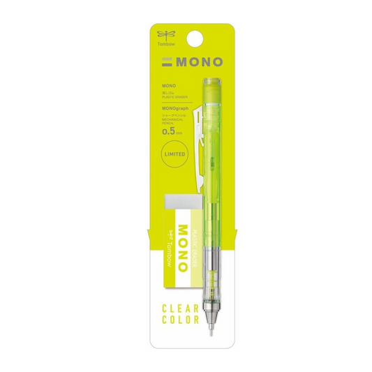 Tombow PPA-241C Mechanical Pencil Monograph 0.5mm MONO Eraser Set, Clear Lime