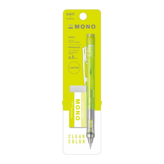 Tombow PPA-241C Mechanical Pencil Monograph 0.5mm MONO Eraser Set, Clear Lime