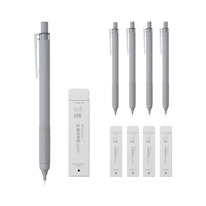 Tombow PCB-321CAZ Mechanical Pencil Set (0.5 mm Mechanical Pencil, Mono Sharp Lead, Eraser Refill), Monograph Light, Gray Blue