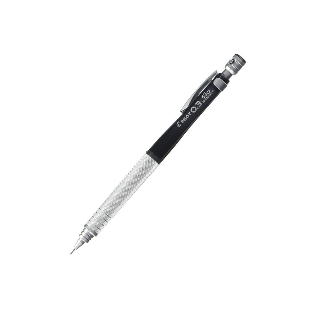 Pilot Mechanical Pencil S10, Transparent Black Body, 0.3mm Lead (HPS-1SR-TB3)