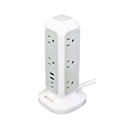 Verbatim Compact Tower Power Strip 11 Type A with 2 x USB-C 2 x USB-A 32250