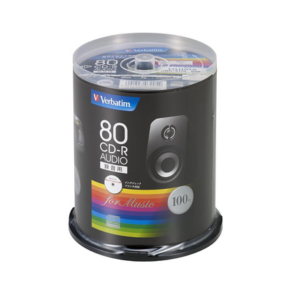 Verbatim MUR80FP100SV1 for Music, CD-R, 80 Minutes, 100 Sheets, White Printerable, 48x