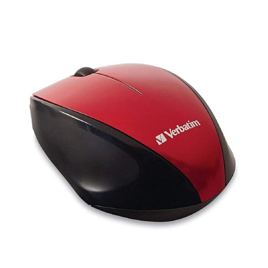 Verbatim MUSWBLRV1 Wireless Mouse Wireless 2.4 GHz Blue LED Sensor Receiver Included Red