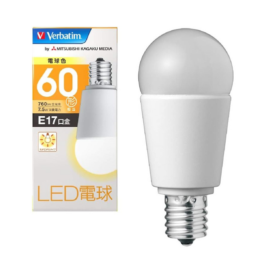 Verbatim LDA8L-E17-G/V2 LED Light Bulb E17 60W Equivalent, Bulb Color (Wide Light Distribution, 40000 Hours Rated Life)